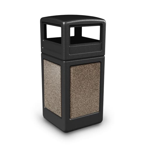 Commercial Zone PolyTec 42 Gallon Trash Container Dome Lid, Black with Riverstone Panels